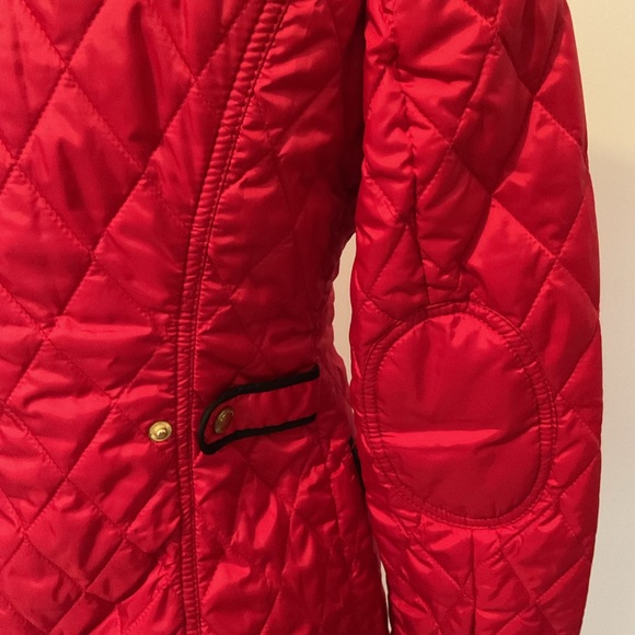 Banana Republic Red Quilted Jacket with Black Trim and Gold Hardware - Picture 9 of 12